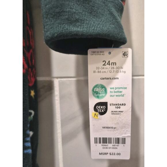 Carter’s Fleece Footed Holiday Sleeper Christmas Trees 24M 2-Way Zipper NEW - Picture 5 of 9